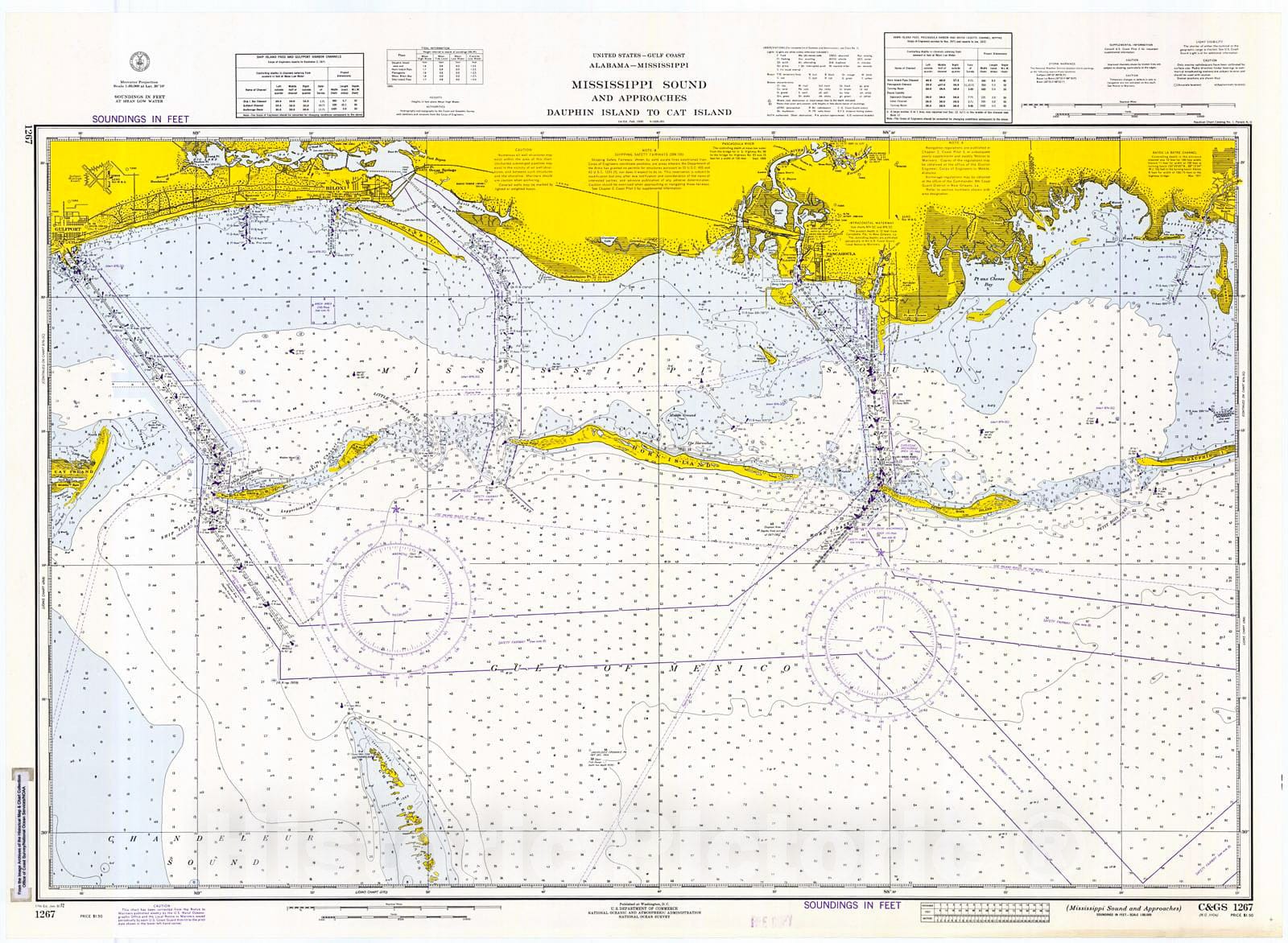 Historic Nautical Map - Mississippi Sound And Approaches, 1972 NOAA Chart - Mississippi, Alabama (MS, AL) - Vintage Wall Art