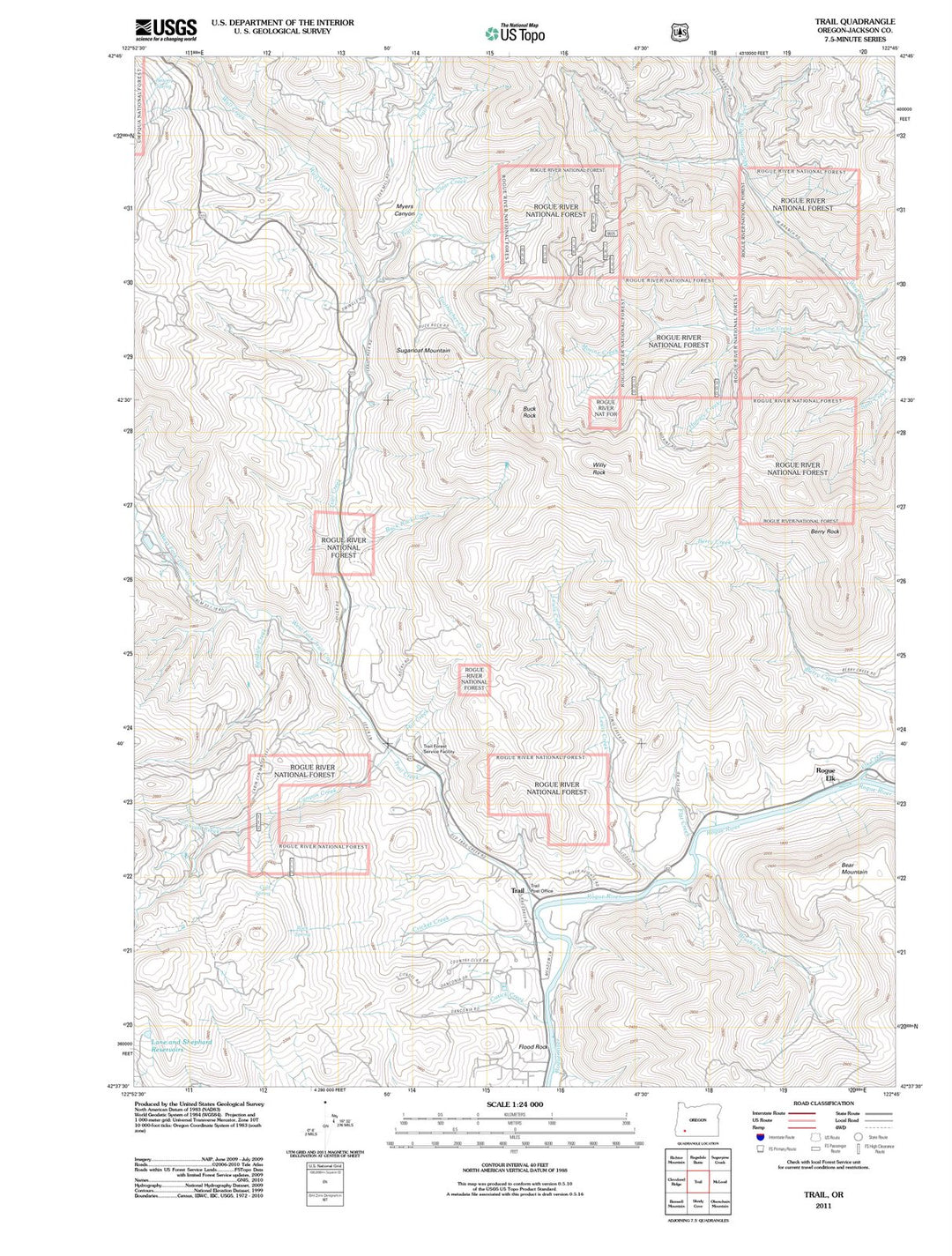 2011 Trail, OR - Oregon - USGS Topographic Map