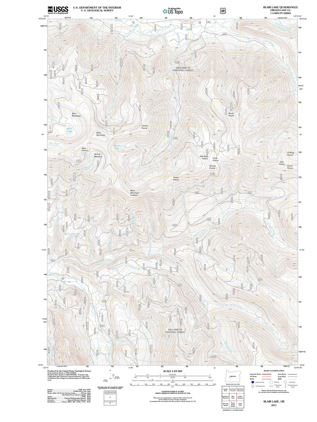 2011 Blair Lake, OR - Oregon - USGS Topographic Map