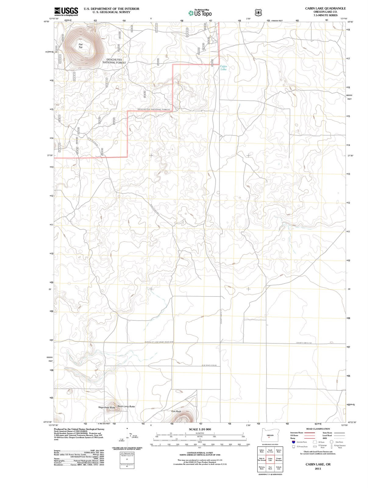 2011 Cabin Lake, OR - Oregon - USGS Topographic Map