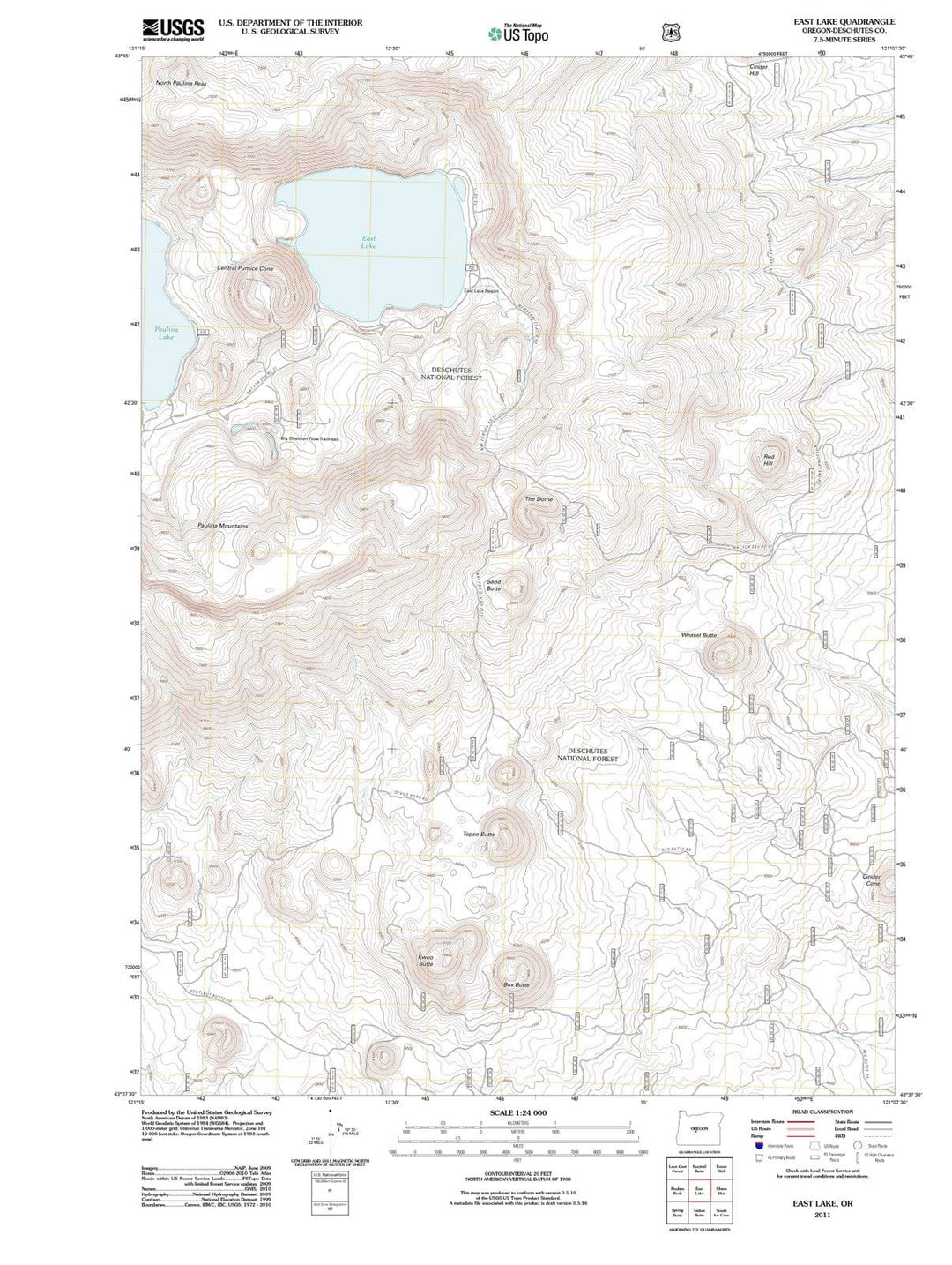 2011 East Lake, OR - Oregon - USGS Topographic Map