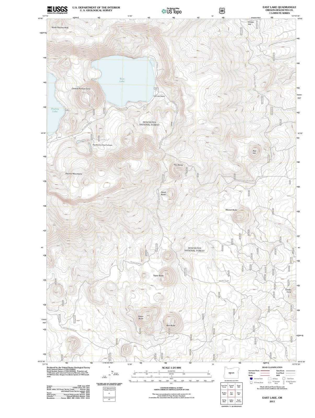 2011 East Lake, OR - Oregon - USGS Topographic Map