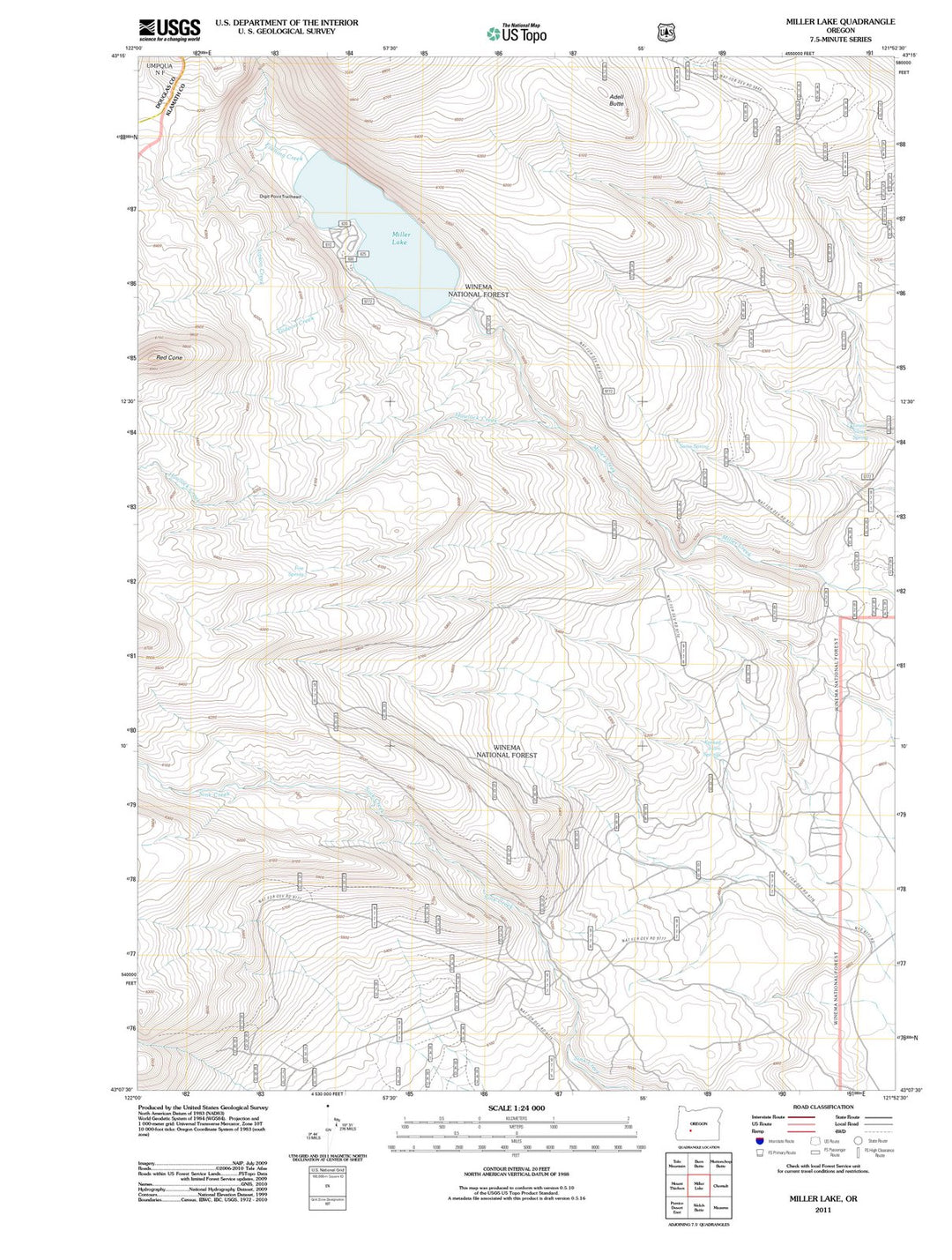 2011 Miller Lake, OR - Oregon - USGS Topographic Map