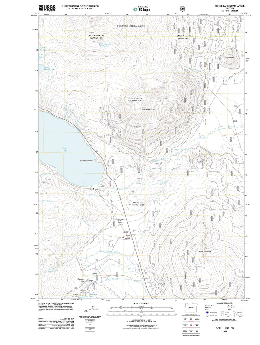 2011 Odell Lake, OR - Oregon - USGS Topographic Map