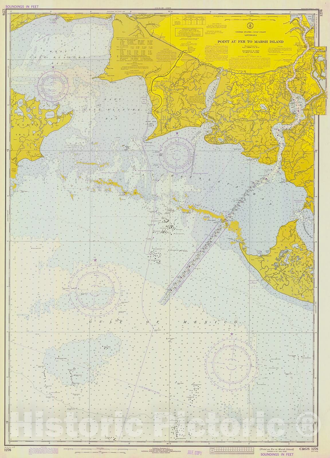 Historic Nautical Map - Point Au Fer To Marsh Island, 1972 NOAA Chart - Louisiana (LA) - Vintage Wall Art