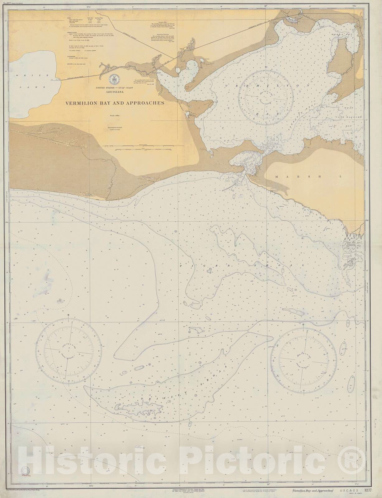 Historic Nautical Map - Vermilion Bay And Approaches, 1933 NOAA Chart - Louisiana (LA) - Vintage Wall Art