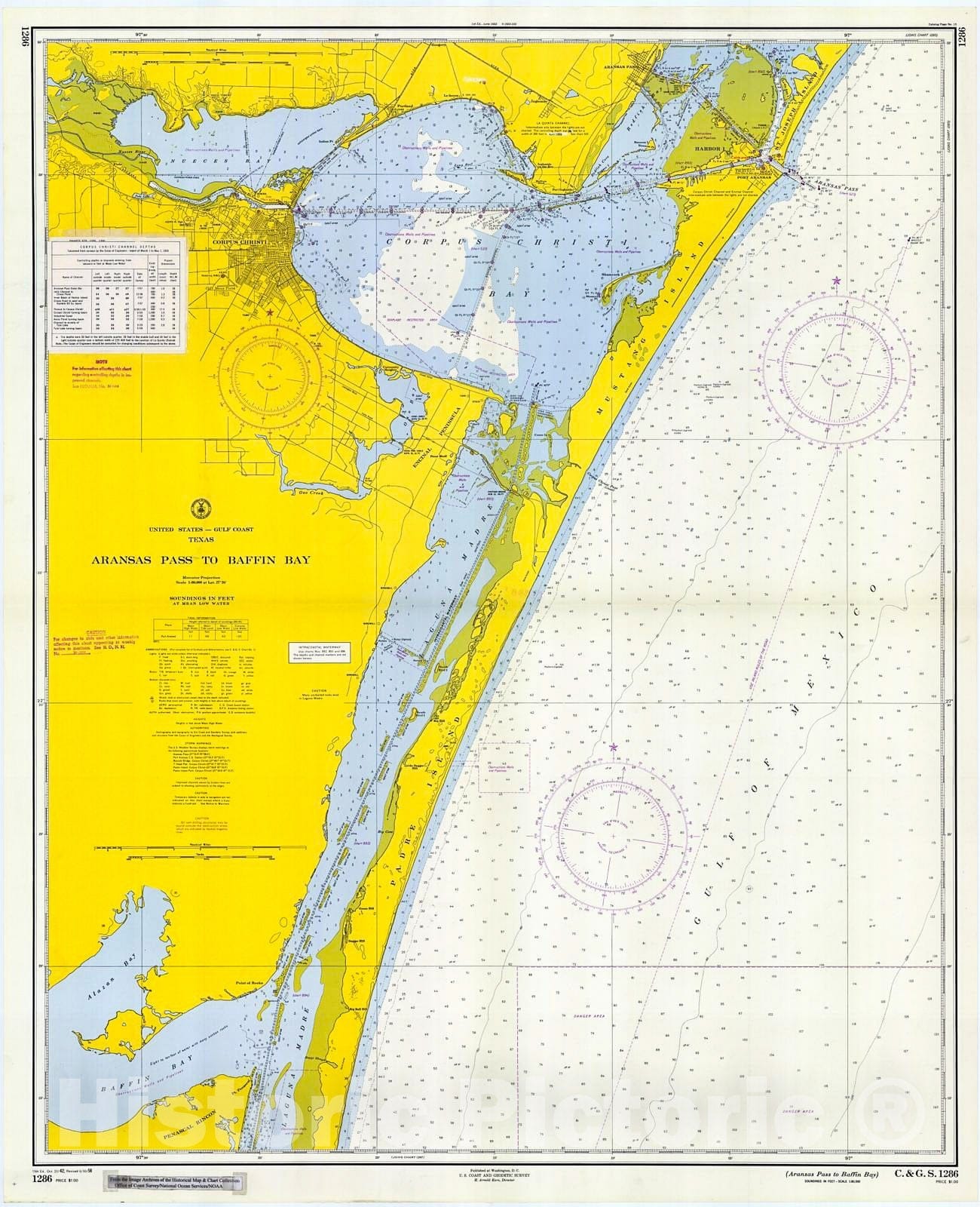 Historic Nautical Map - Aransas Pass To Baffin Bay, 1958 NOAA Chart - Texas (TX) - Vintage Wall Art