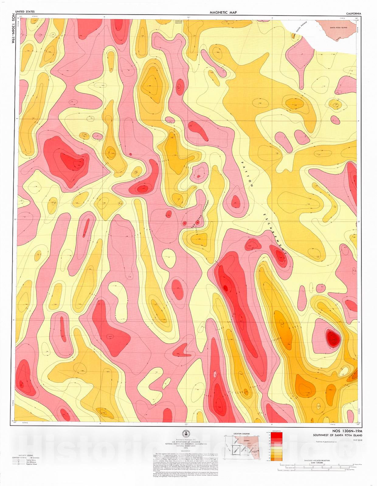 Historic Nautical Map - Southwest Of Santa Rosa Island, 1973 NOAA Magnetic Historic Nautical Map - California (CA) - Vintage Wall Art