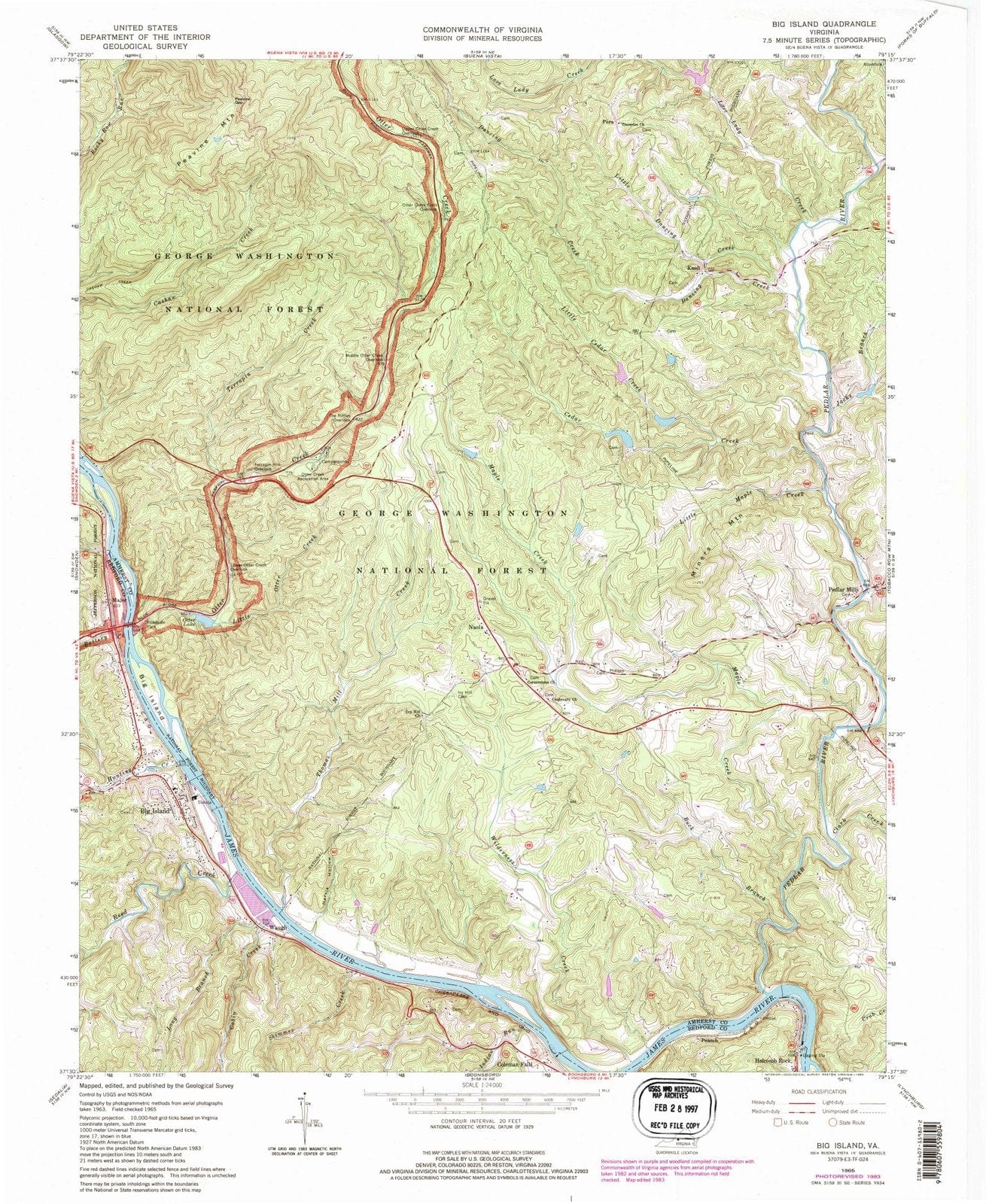 1965 Big Island, VA - Virginia - USGS Topographic Map