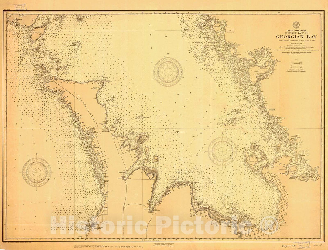 Historic Nautical Map - Southern Part Of Georgian Bay, 1909 NOAA Chart - Vintage Wall Art