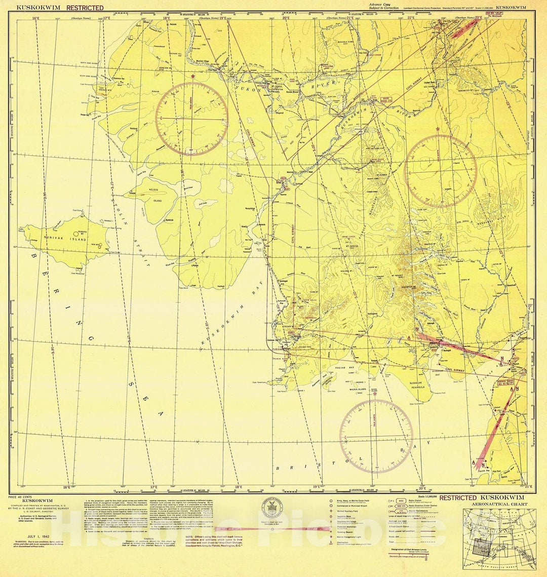 Historic Nautical Map - Kuskokwim, 1942 NOAA Chart - Alaska (AK) - Vintage Wall Art