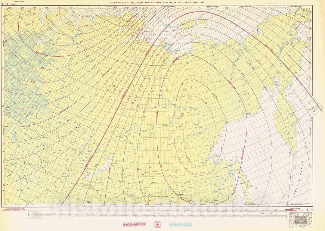 Historic Nautical Map - Siberia, 1943 NOAA Magnetic Historic Nautical Map - Vintage Wall Art