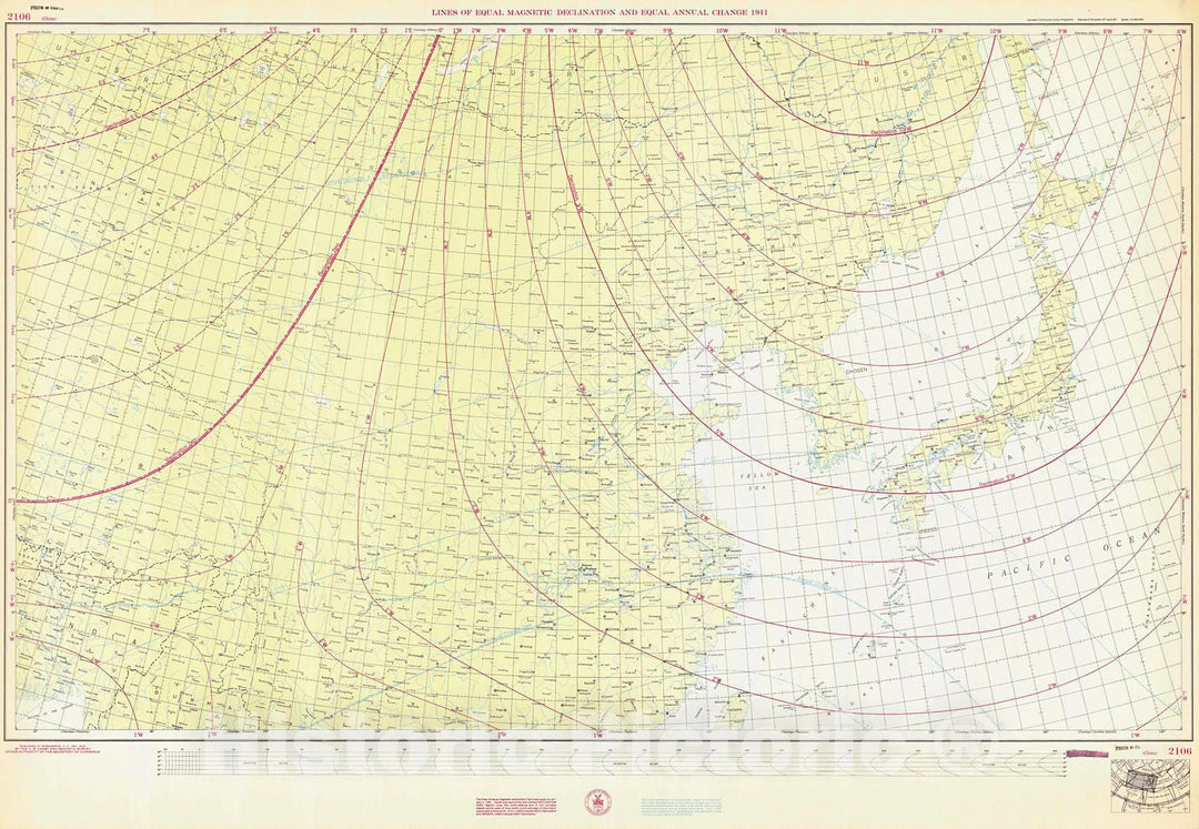 Historic Nautical Map - China, 1943 NOAA Magnetic Historic Nautical Map - Vintage Wall Art