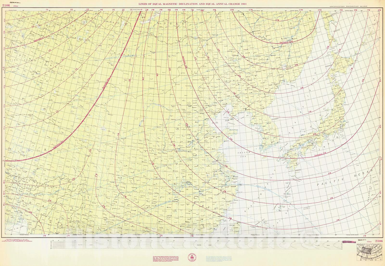 Historic Nautical Map - China, 1943 NOAA Magnetic Historic Nautical Map - Vintage Wall Art