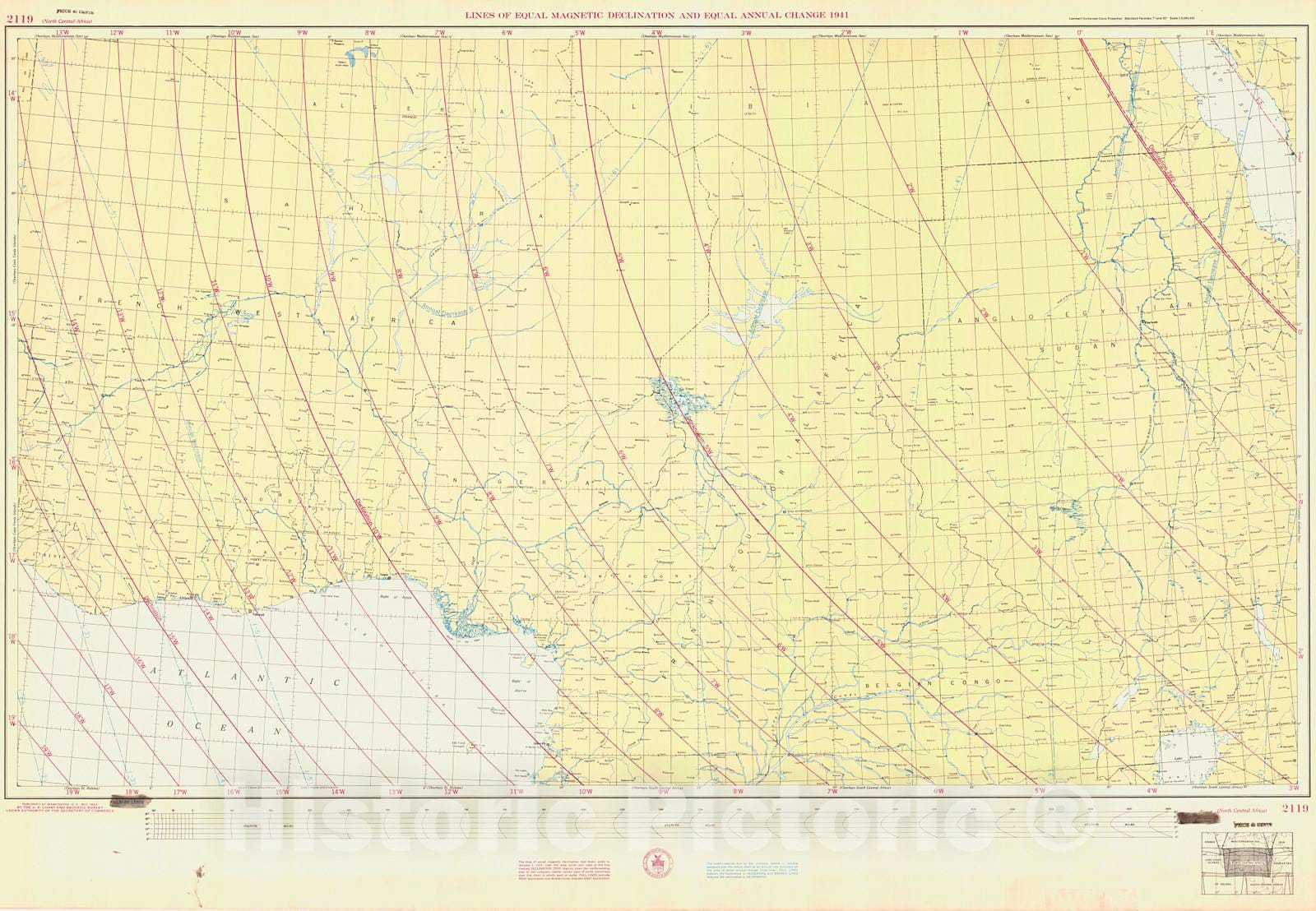 Historic Nautical Map - North Central Africa, 1943 AeroNOAA Chart - Vintage Wall Art