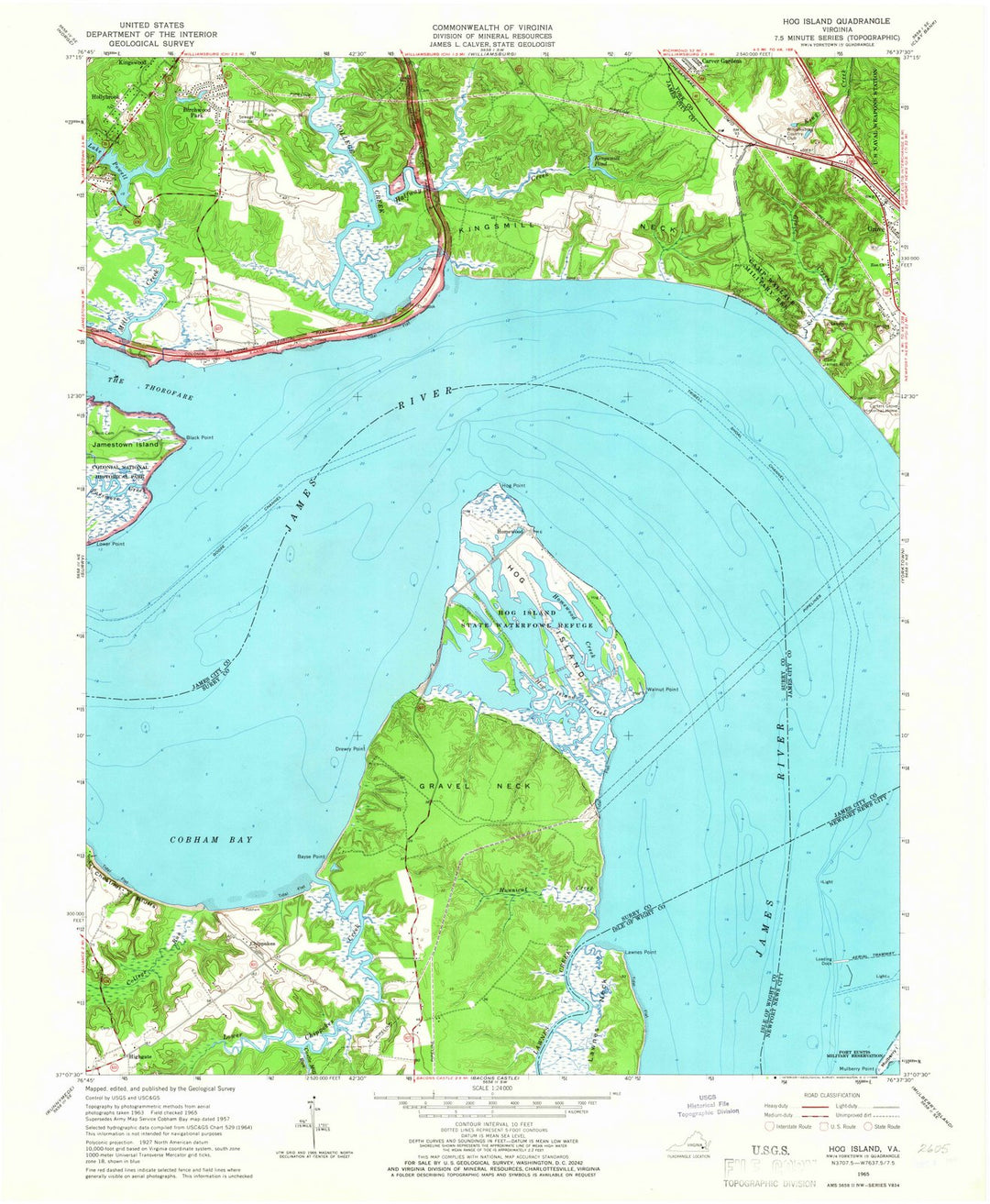 1965 Hog Island, VA - Virginia - USGS Topographic Map