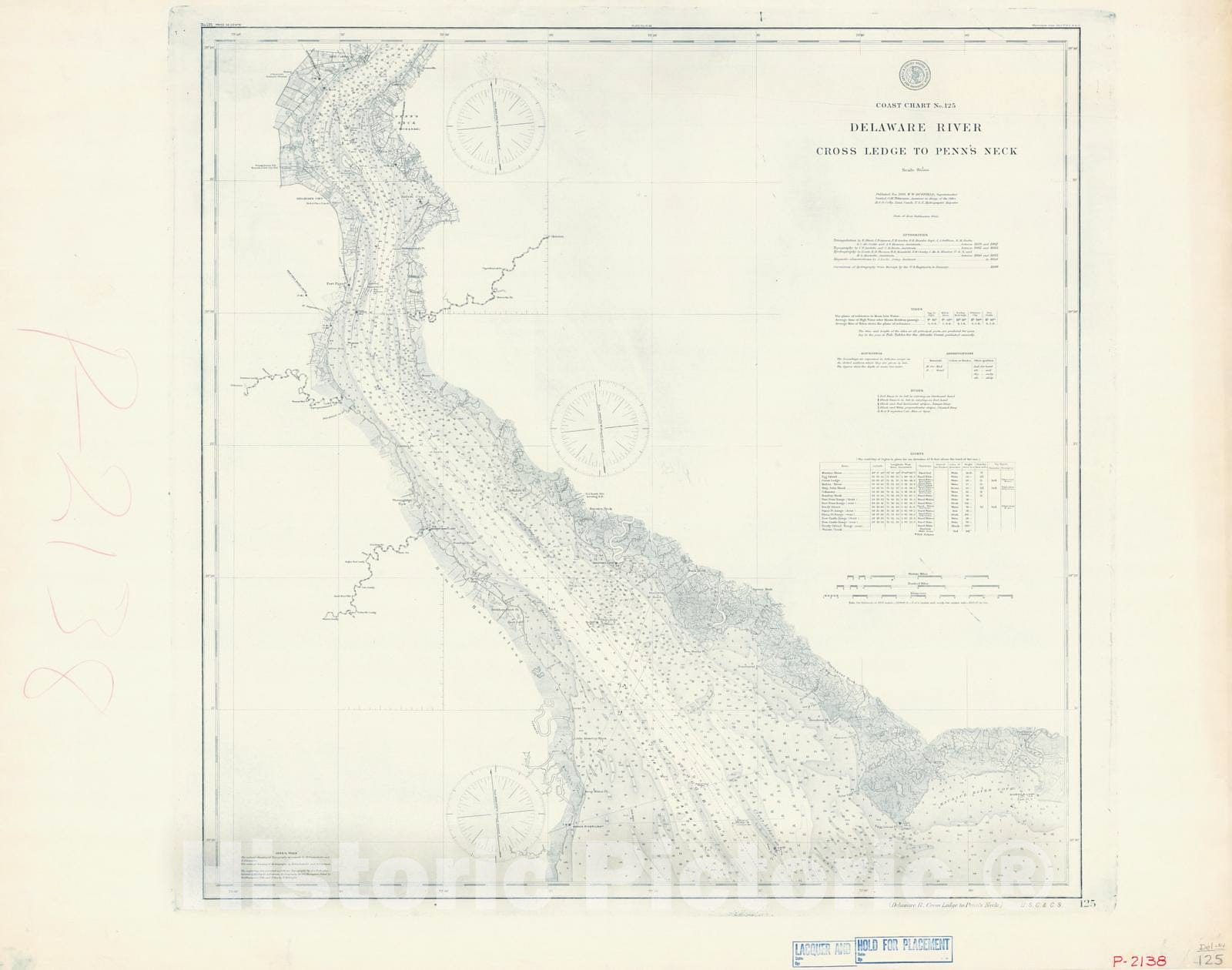 Historic Nautical Map - Delaware River Cross Ledge To Penns Neck, 1896 NOAA Chart - New Jersey (NJ) - Vintage Wall Art, v2