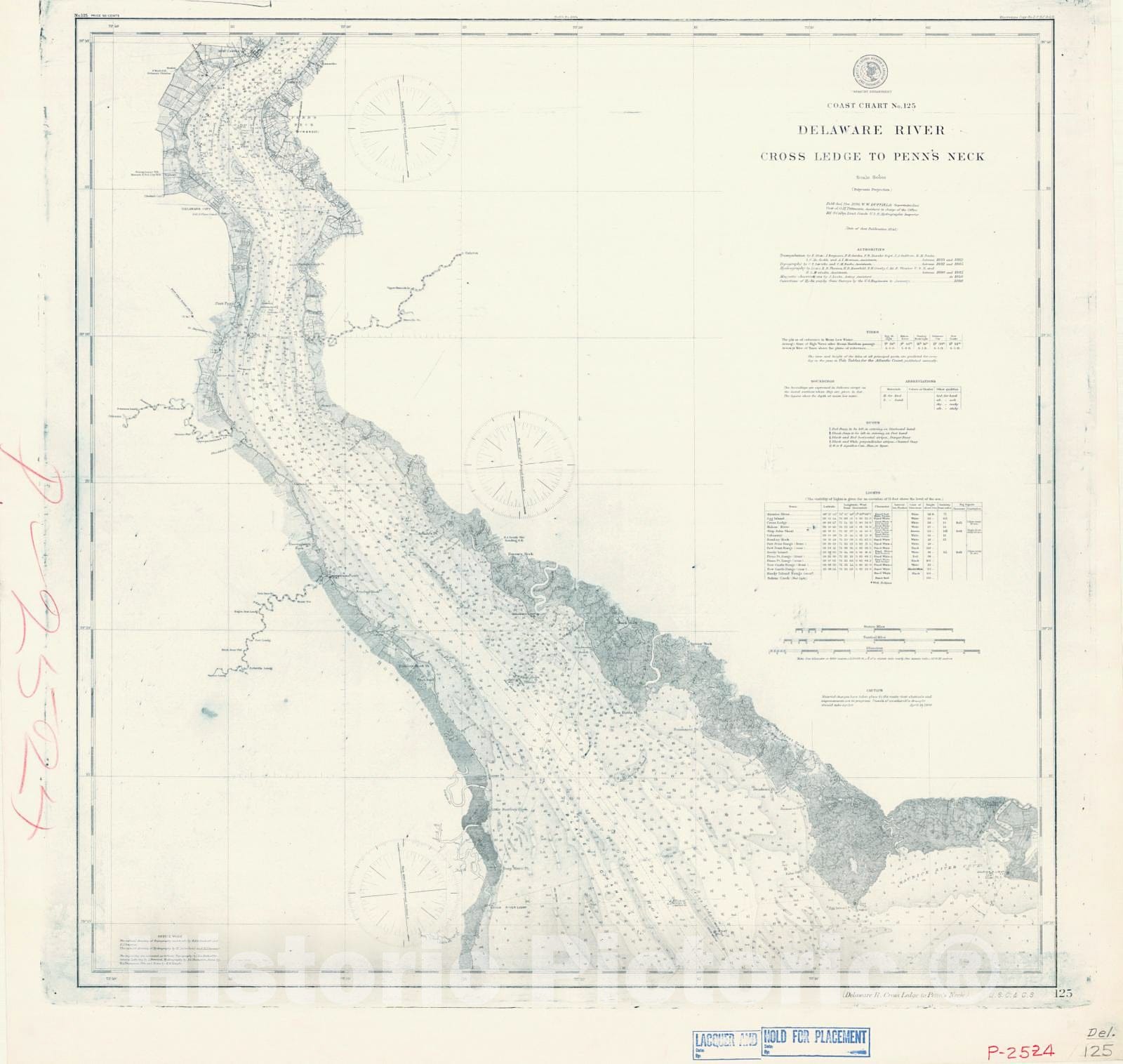 Historic Nautical Map - Delaware River Cross Ledge To Penns Neck, 1896 NOAA Chart - New Jersey (NJ) - Vintage Wall Art