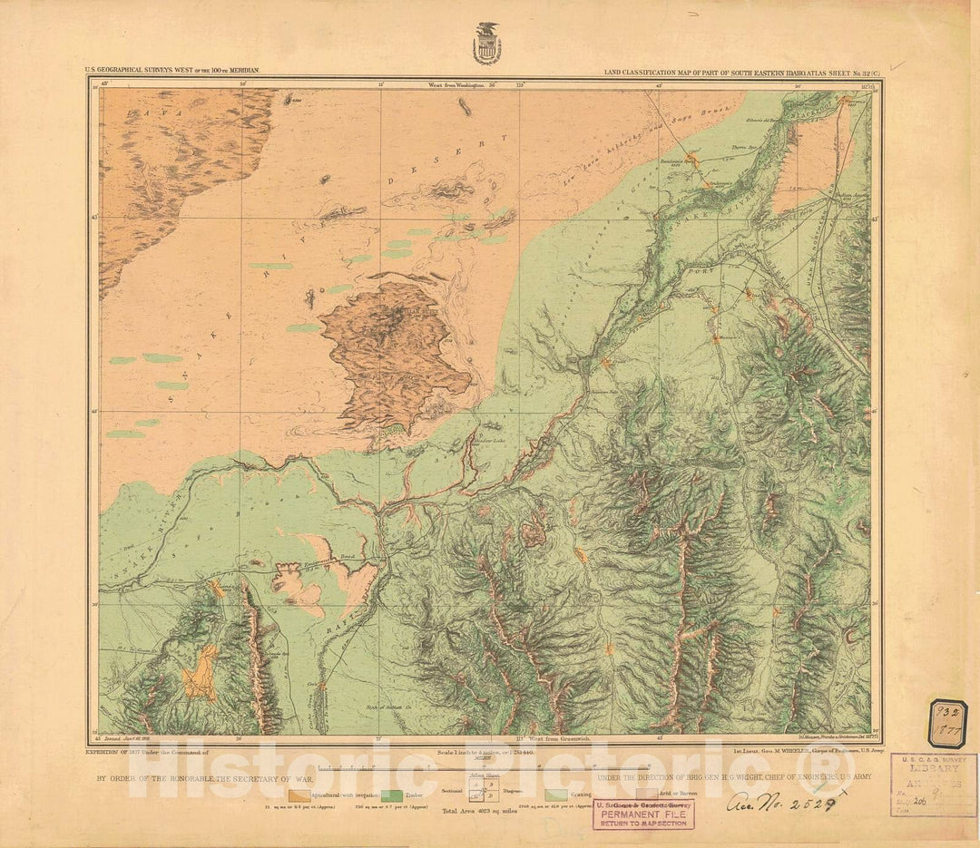 Historic Nautical Map - Land Classification Map Of Part Of South Eastern Idaho Atlas Sheet No 32 C, 1877 NOAA Topographic Historic Nautical Map - Idaho (ID) - Vintage Wall Art