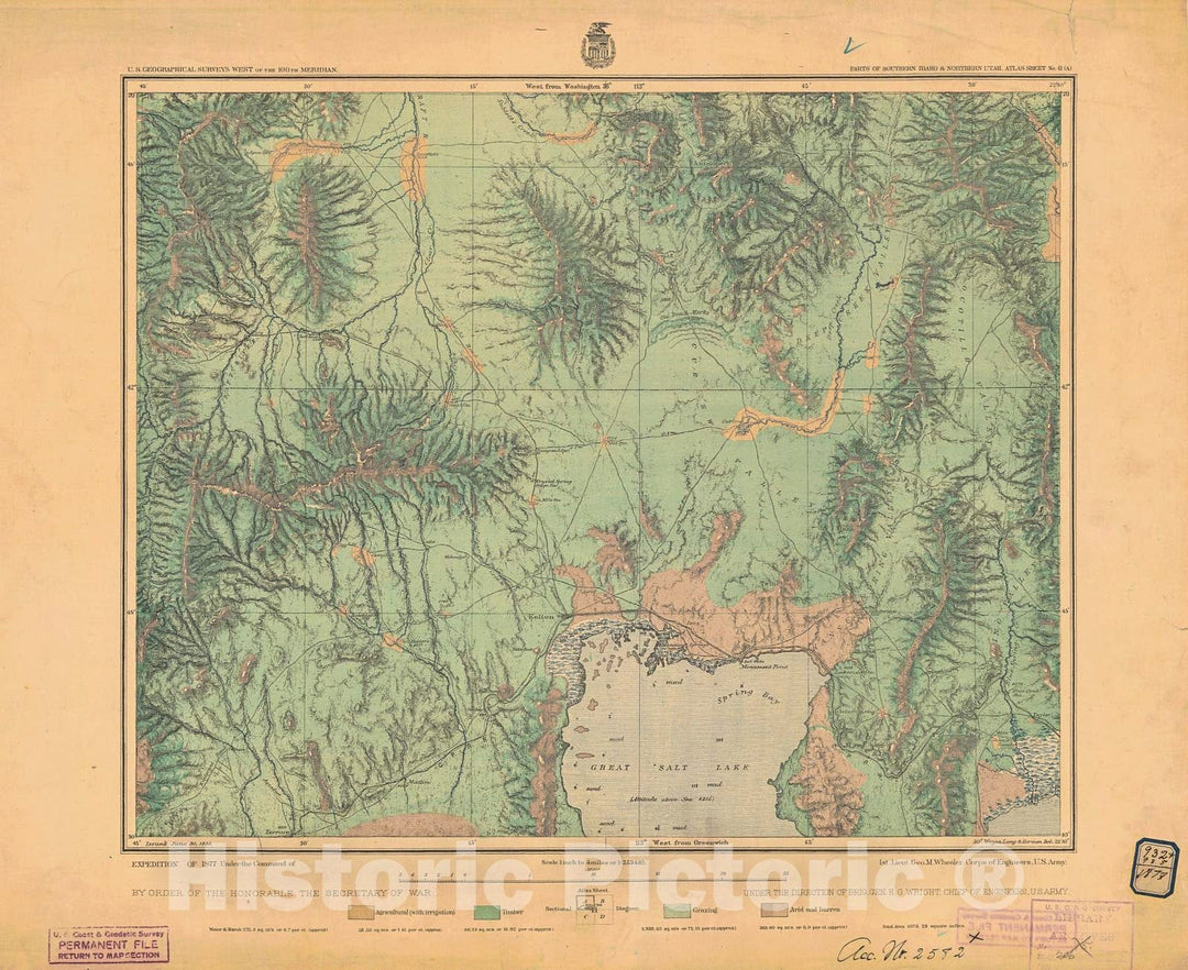 Historic Nautical Map - Parts Of Southern Idaho And Northern Utah Atlas Sheet No 41 A, 1877 NOAA Topographic Historic Nautical Map - Utah, Idaho (UT, ID) - Vintage Wall Art