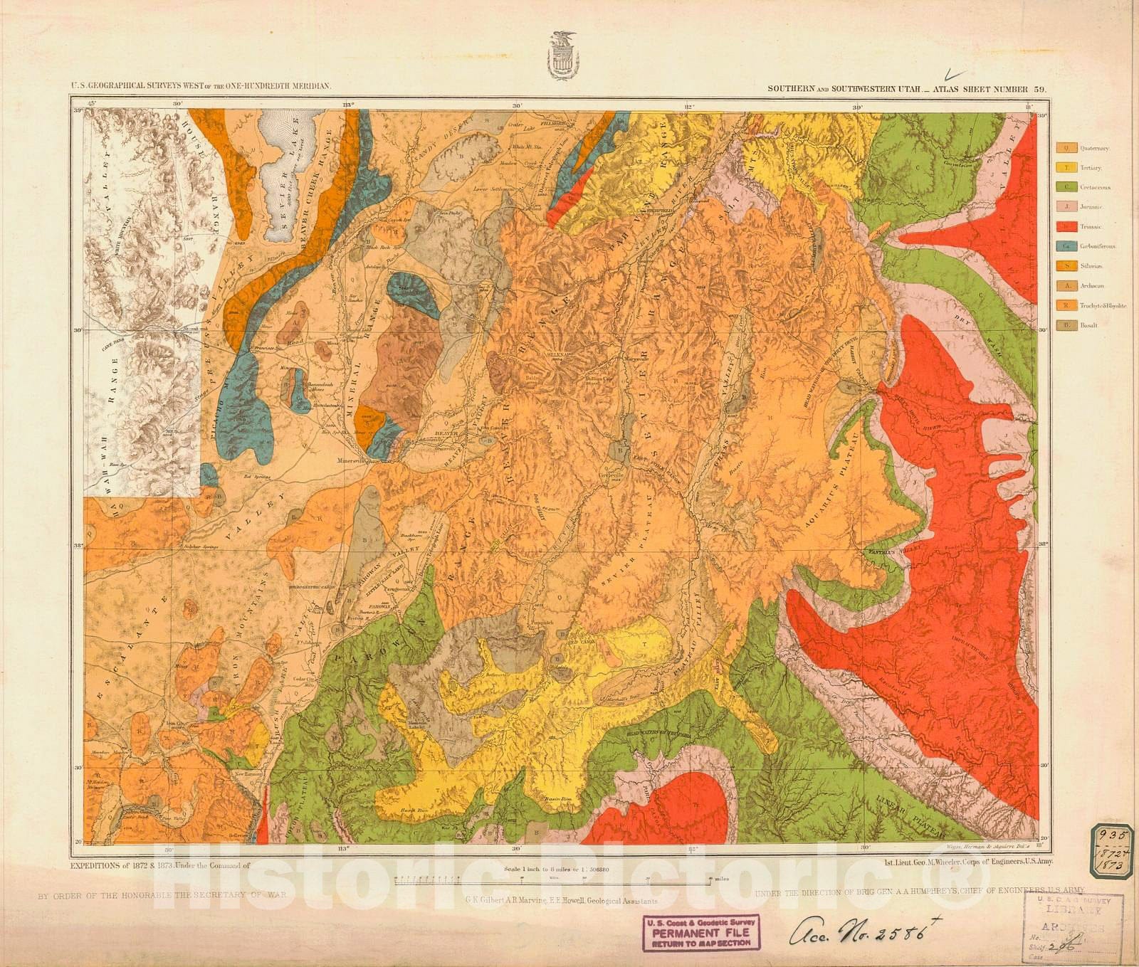 Historic Nautical Map - Southern And Southwestern Utah Atlas Sheet Number 59, 1873 NOAA Geodetic Historic Nautical Map - Utah (UT) - Vintage Wall Art