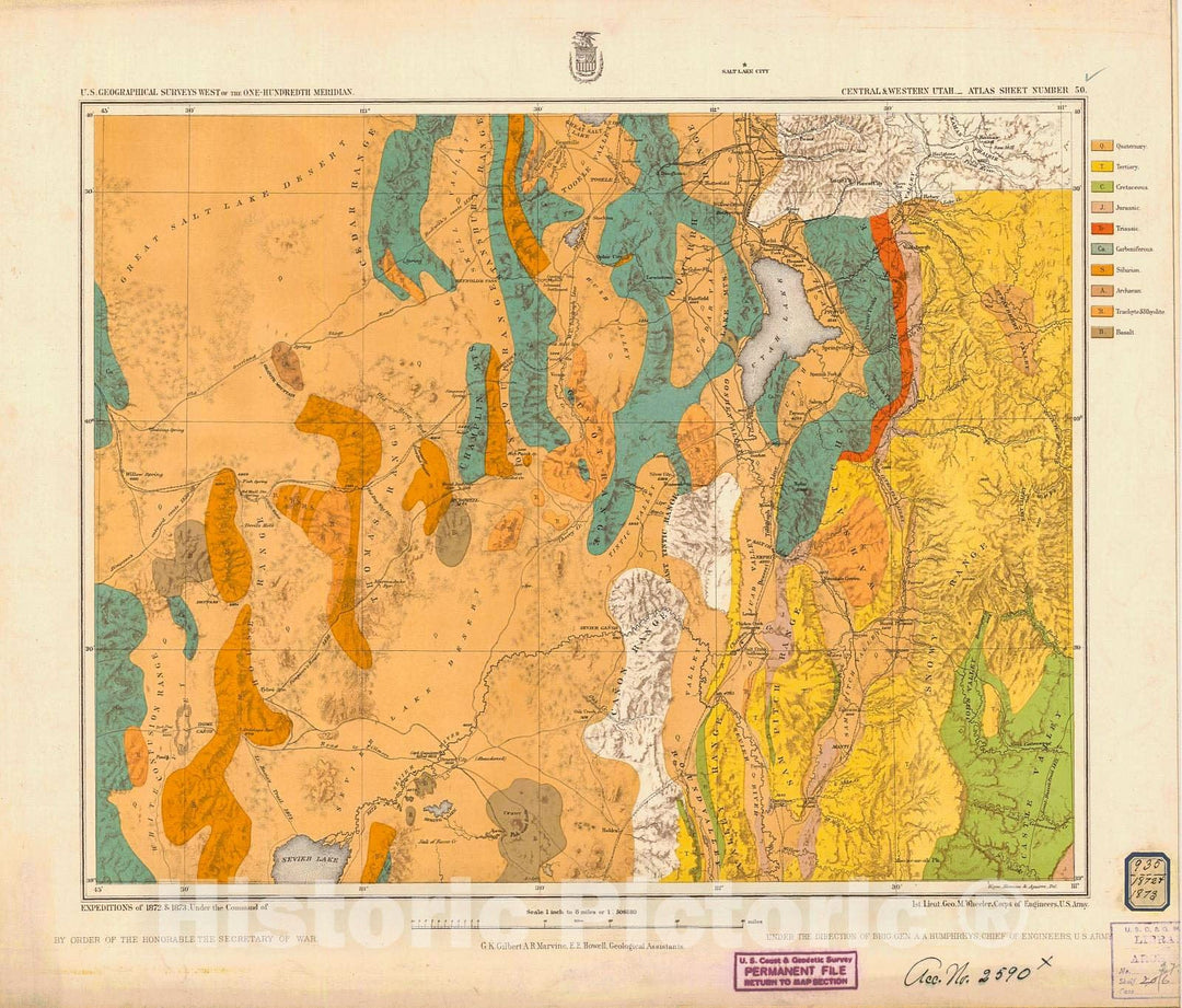 Historic Nautical Map - Central And Western Utah Atlas Sheet Number 50, 1873 NOAA Geodetic Historic Nautical Map - Utah (UT) - Vintage Wall Art