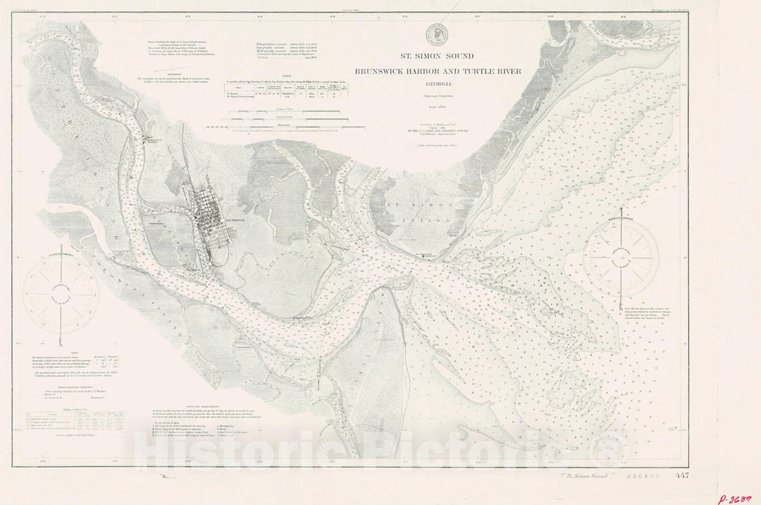 Historic Nautical Map - St Simon Sound, 1901 NOAA Chart - Georgia (GA) - Vintage Wall Art