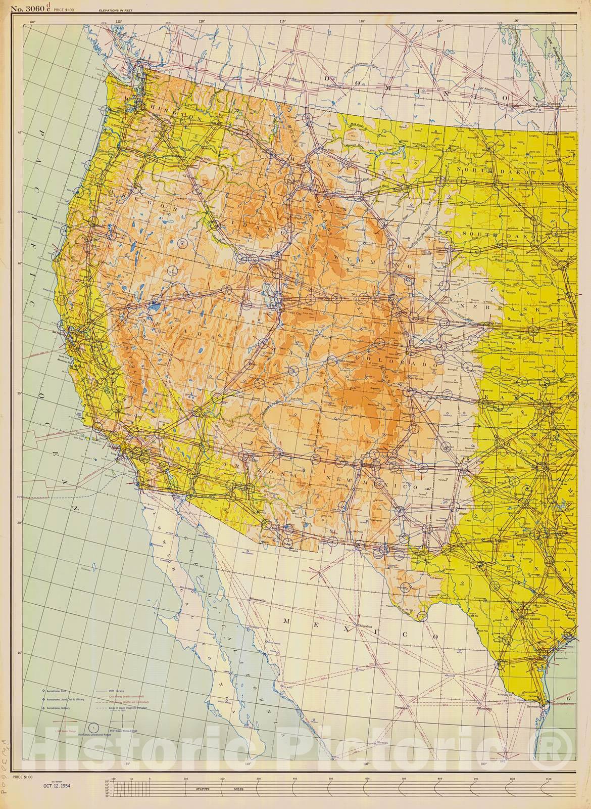 Historic Nautical Map - Map Of The United States, 1954 NOAA Base Historic Nautical Map - Washington, South Dakota, Wyoming (WA, SD, WY) - Vintage Wall Art