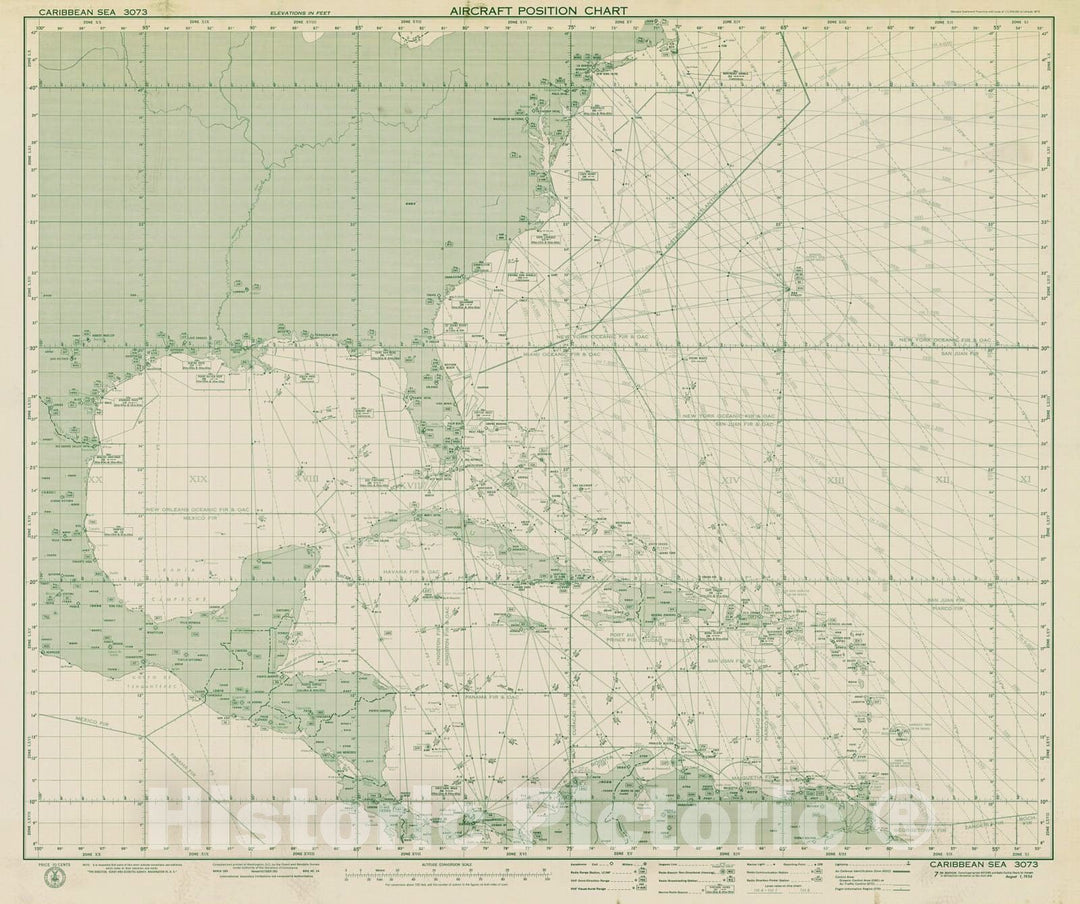 Historic Nautical Map - Aircraft Position Chart, 1956 AeroNOAA Chart - Vintage Wall Art