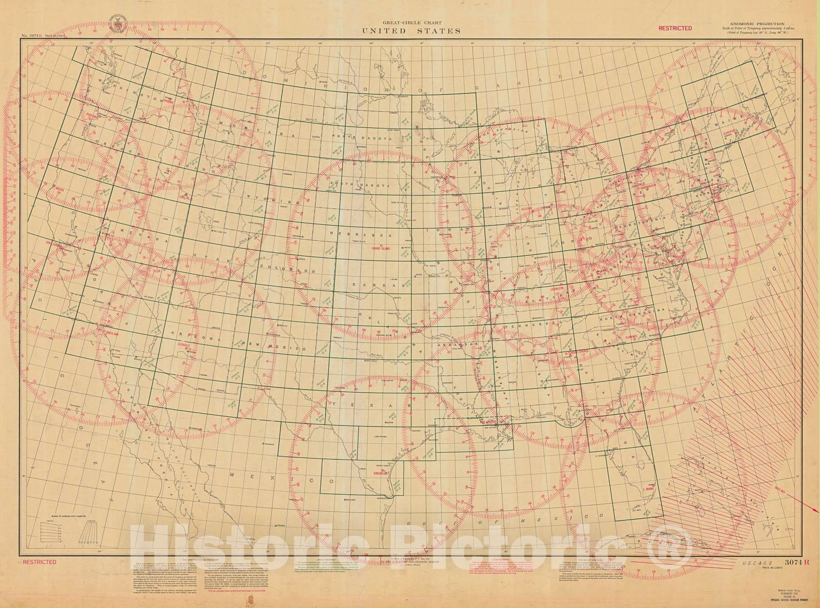 Historic Nautical Map - Great Circle Chart United States, 1941 NOAA Chart - Maine, California, Washington, Florida (ME, CA, WA, FL) - Vintage Wall Art