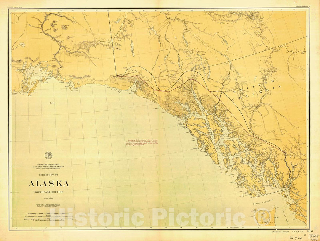 Historic Nautical Map - Southeast Alaska, 1898 NOAA Base Historic Nautical Map - Alaska (AK) - Vintage Wall Art