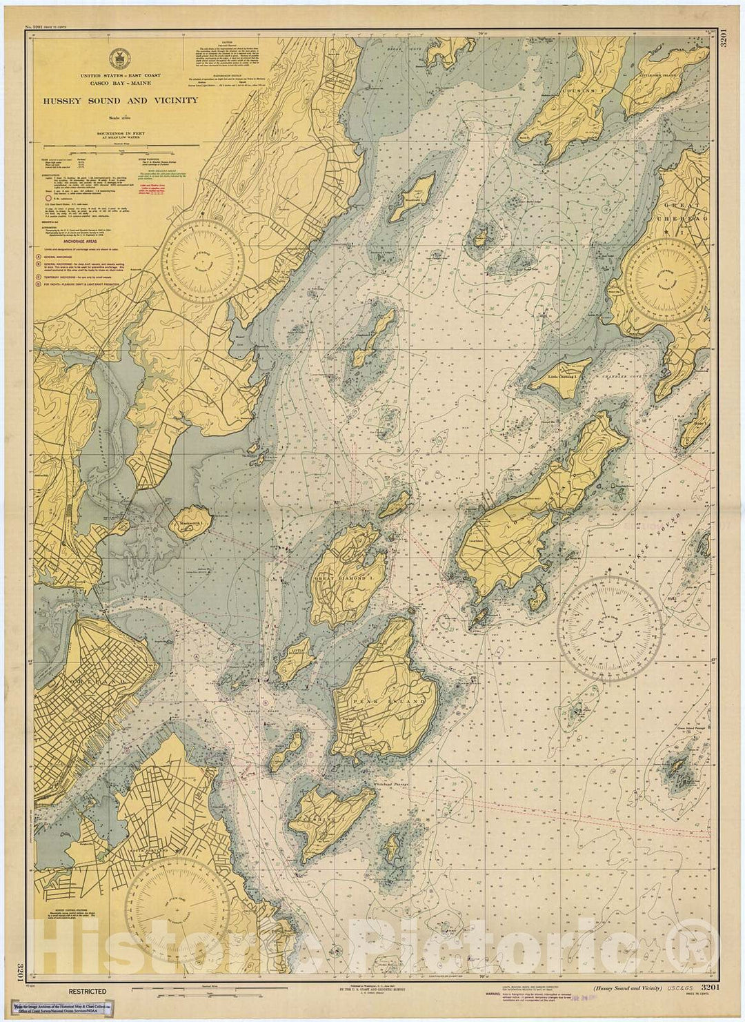 Historic Nautical Map - Hussey Sound And Vicinity, 1945 NOAA Chart - Maine (ME) - Vintage Wall Art