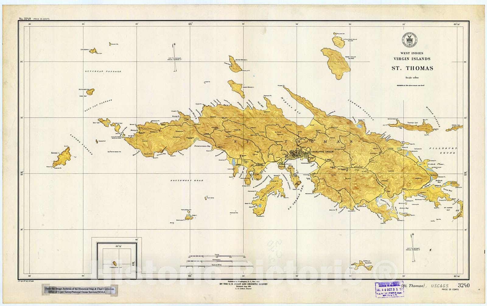 Historic Nautical Map - St.Thomas, 1946 NOAA Chart - Puerto Rico (PR) - Vintage Wall Art