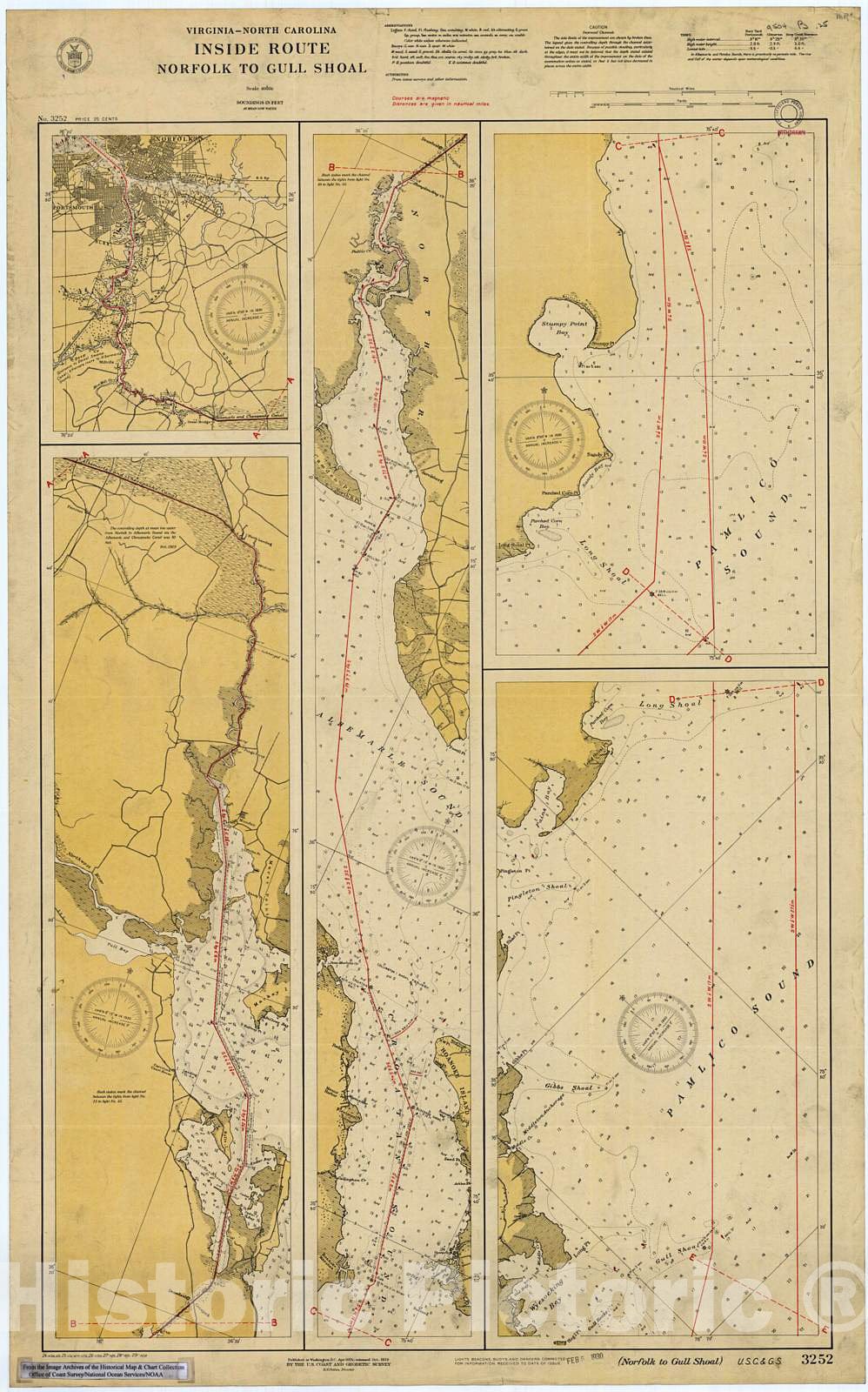 Historic Nautical Map - Norfolk To Gull Shoal, 1929 NOAA Chart - Virginia (VA) - Vintage Wall Art