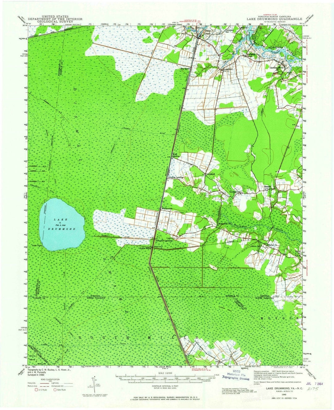 1940 Lakerummond, VA - Virginia - USGS Topographic Map