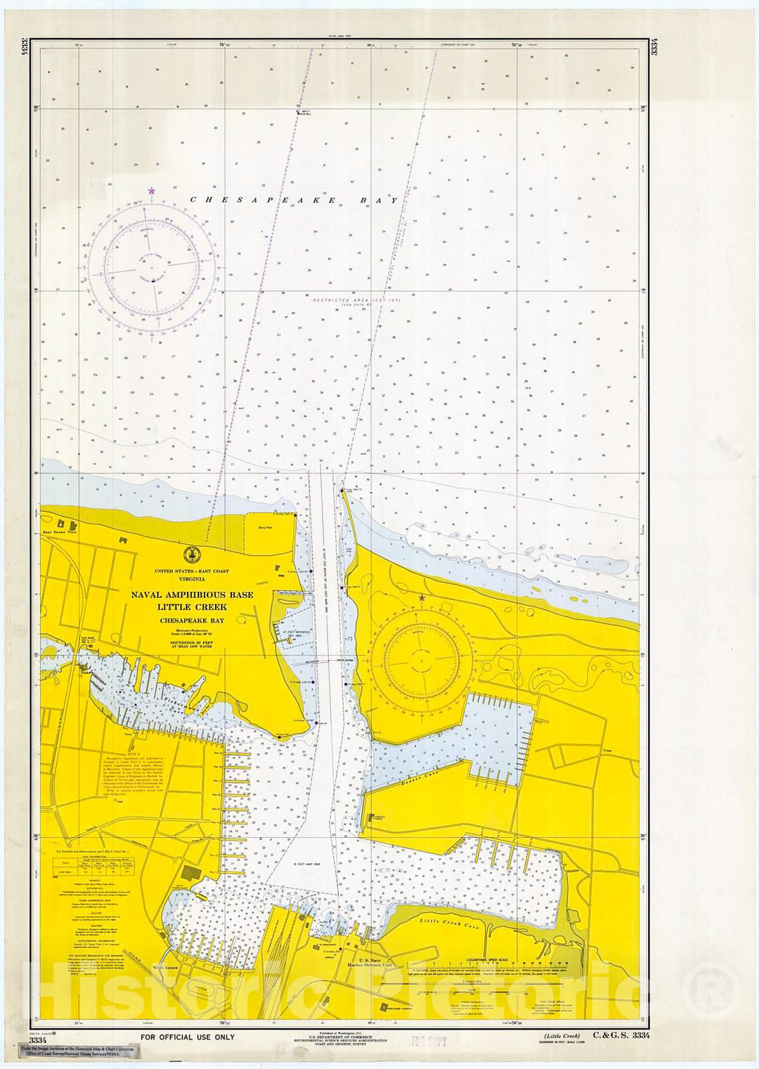 Historic Nautical Map - Naval Amphibious Base : Little Creek, 1968 NOAA Chart - Virginia (VA) - Vintage Wall Art