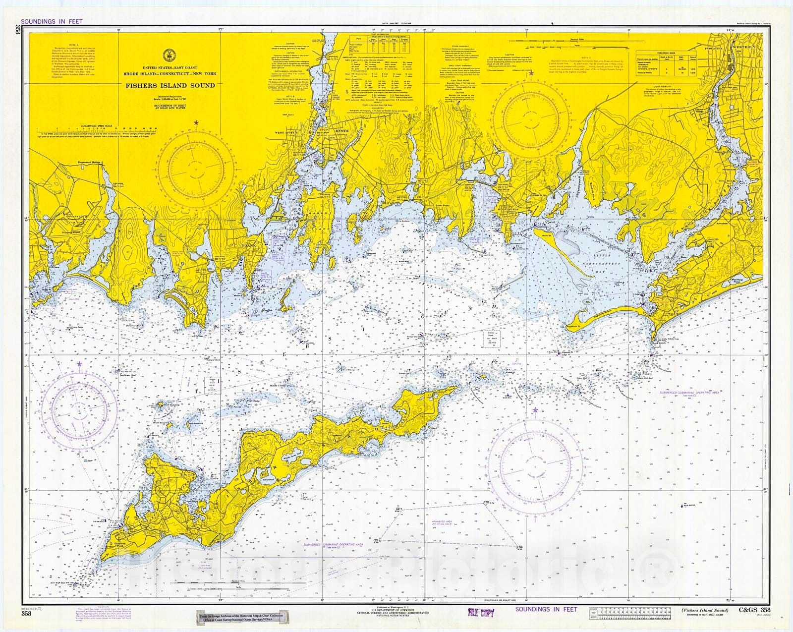 Historic Nautical Map - Fishers Island Sound, 1972 NOAA Chart - Connecticut (CT) - Vintage Wall Art