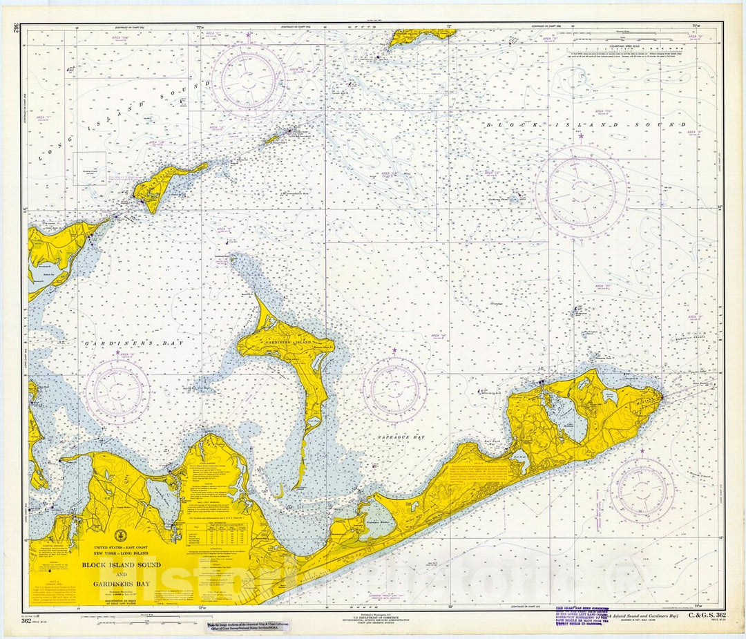 Historic Nautical Map - Block Island Sound And Gardiners Bay, 1969 NOAA Chart - New York (NY) - Vintage Wall Art