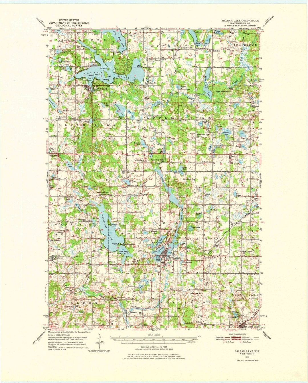 1950 Balsam Lake, WI - Wisconsin - USGS Topographic Map