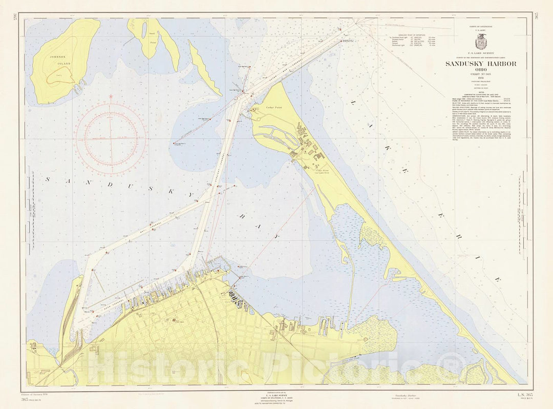 Historic Nautical Map - Sandusky Harbor, 1956 NOAA Chart - Ohio (OH) - Vintage Wall Art