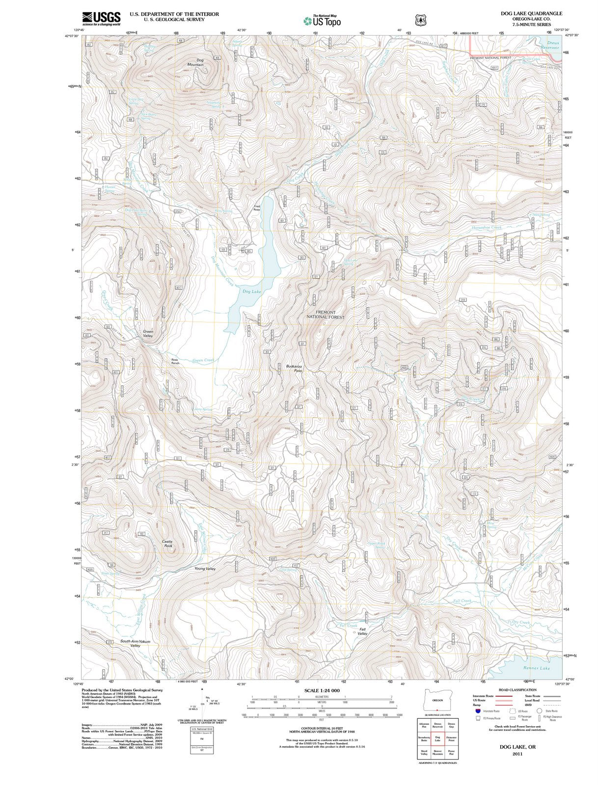 2011 Dog Lake, OR - Oregon - USGS Topographic Map