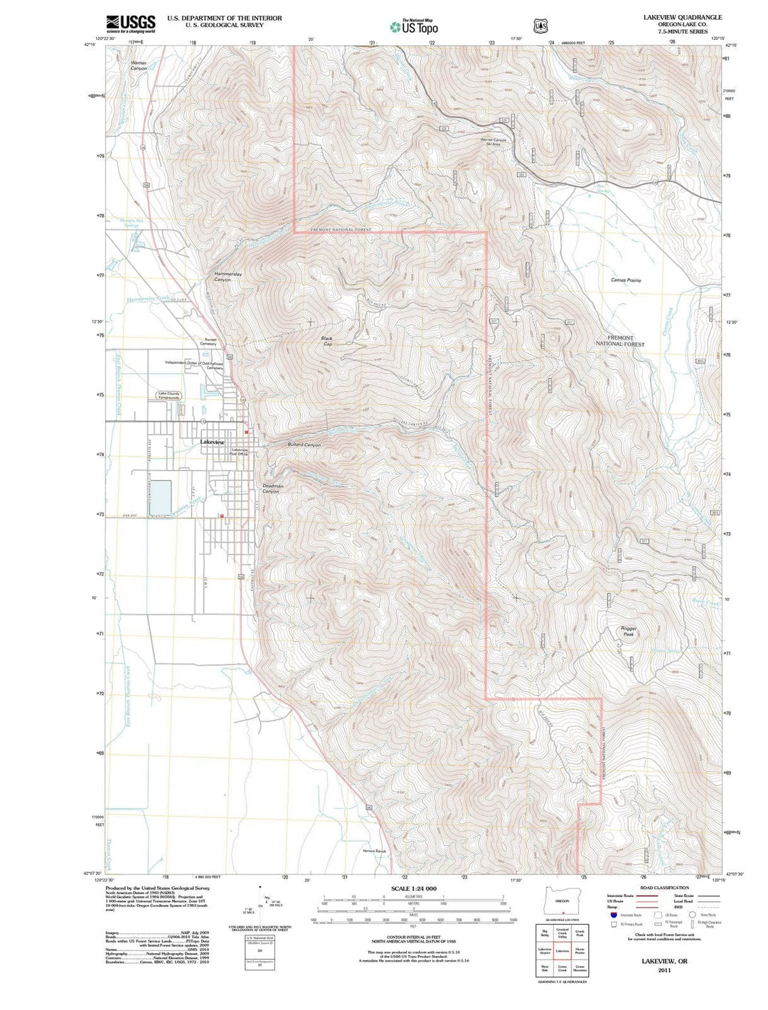 2011 Lakeview, OR - Oregon - USGS Topographic Map