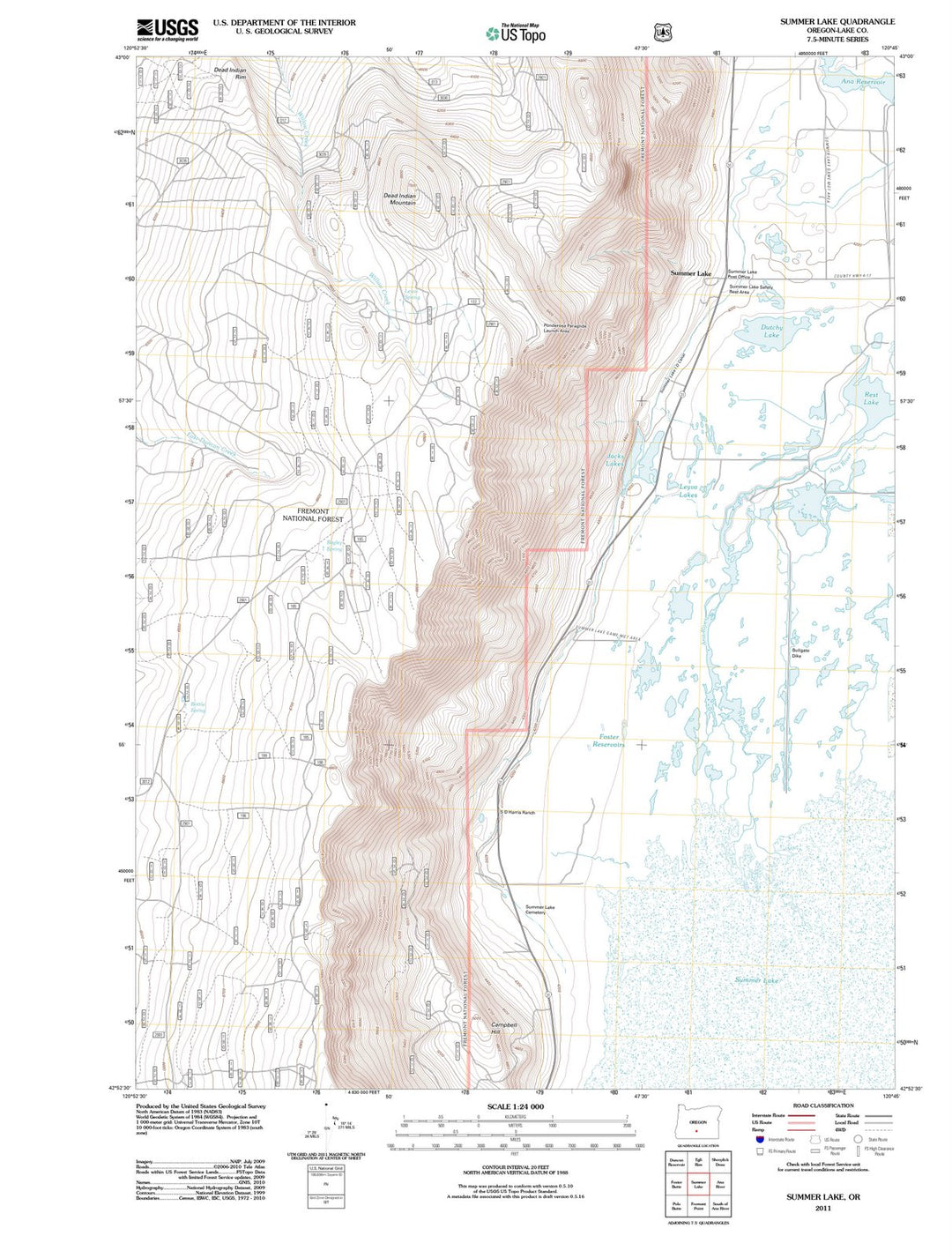 2011 Summer Lake, OR - Oregon - USGS Topographic Map