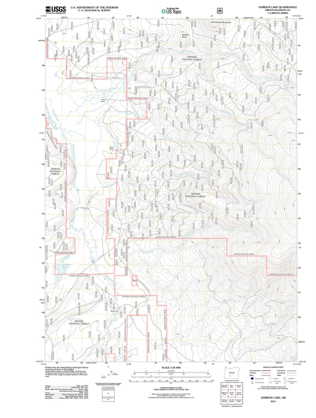 2011 Gordon Lake, OR - Oregon - USGS Topographic Map