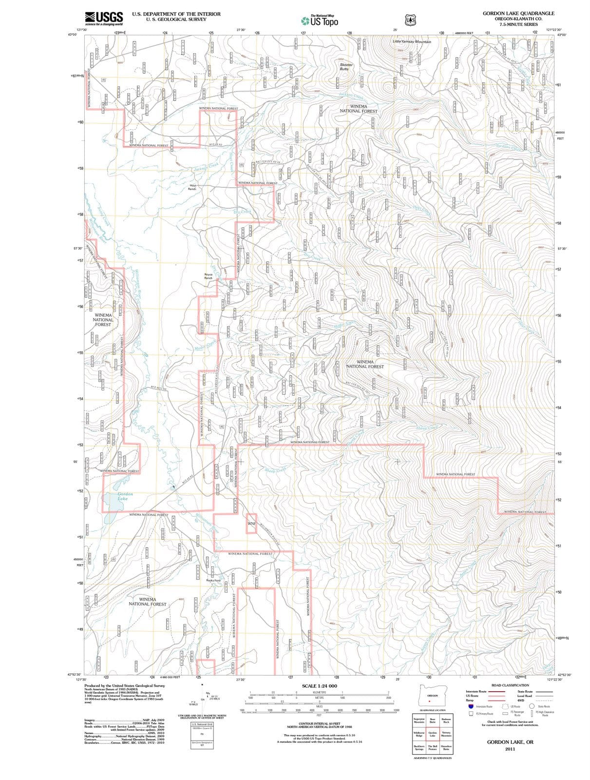 2011 Gordon Lake, OR - Oregon - USGS Topographic Map