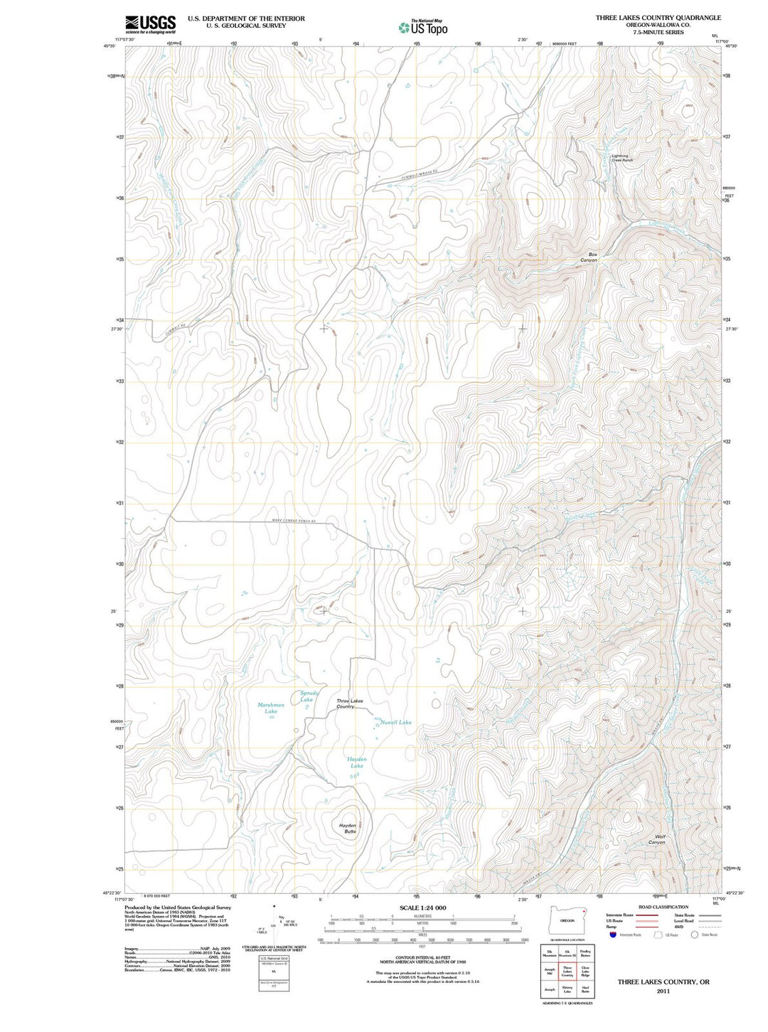 2011 Three Lakes Country, OR - Oregon - USGS Topographic Map