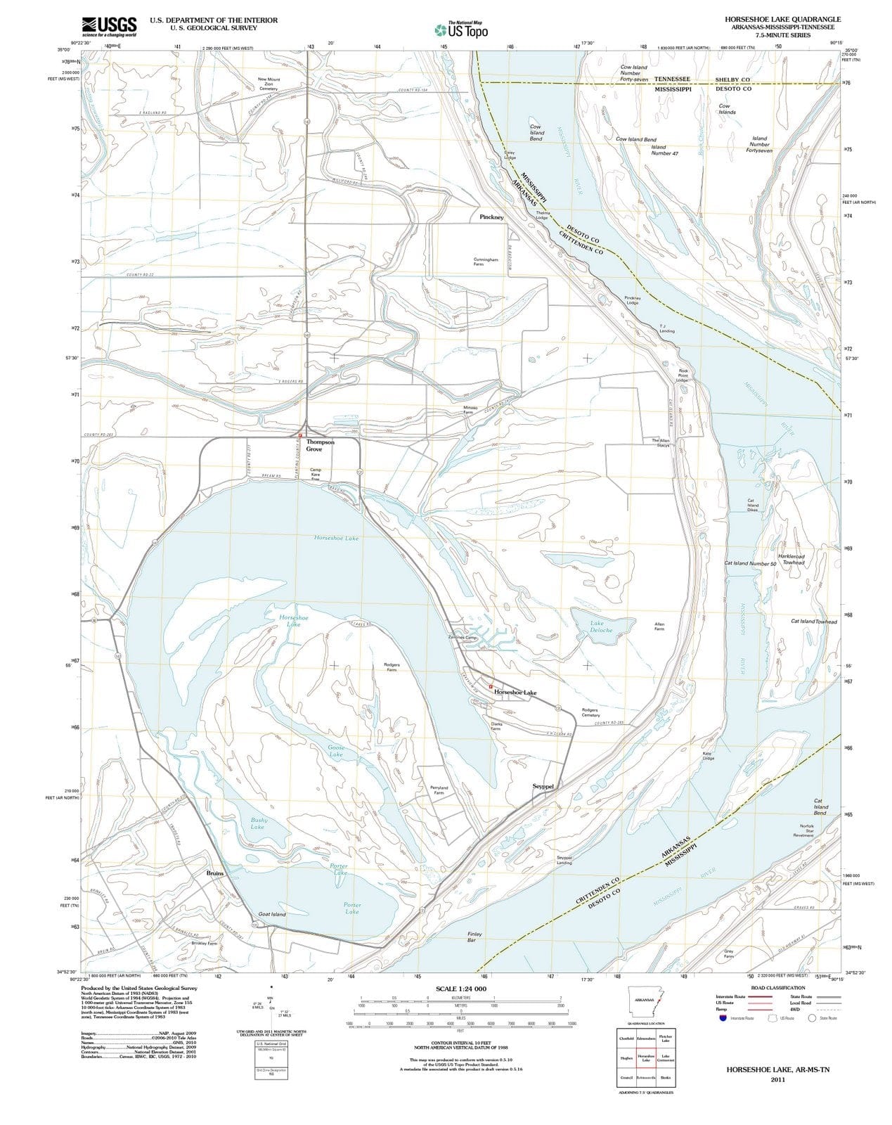 2011 Horseshoe Lake, AR - Arkansas - USGS Topographic Map