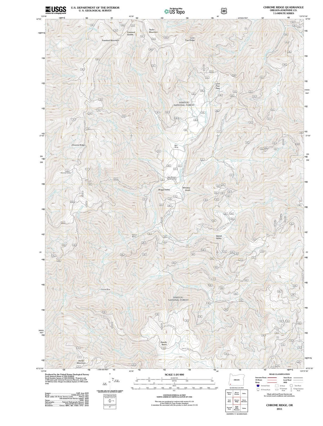 2011 Chrome Ridge, OR - Oregon - USGS Topographic Map