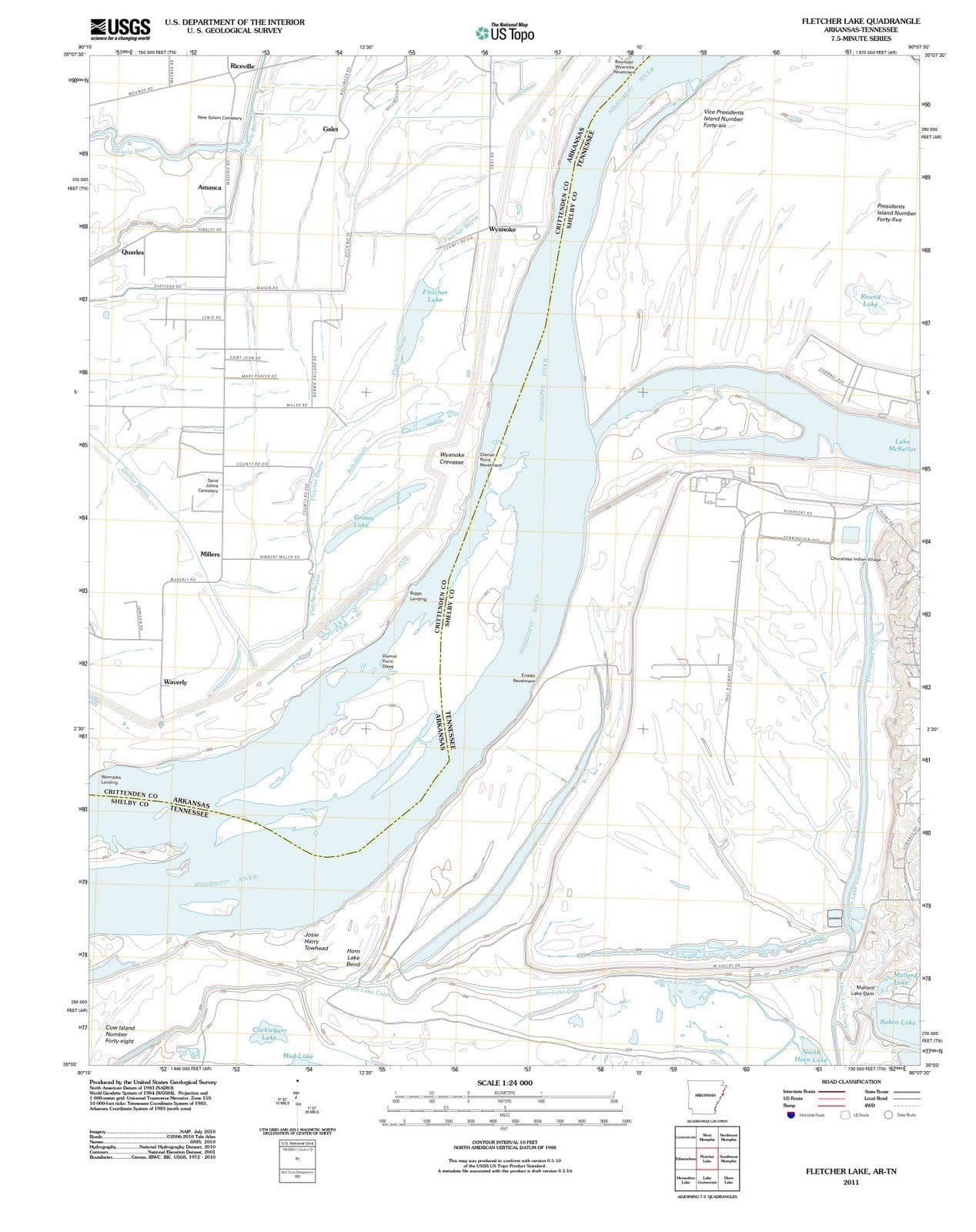 2011 Fletcher Lake, AR - Arkansas - USGS Topographic Map