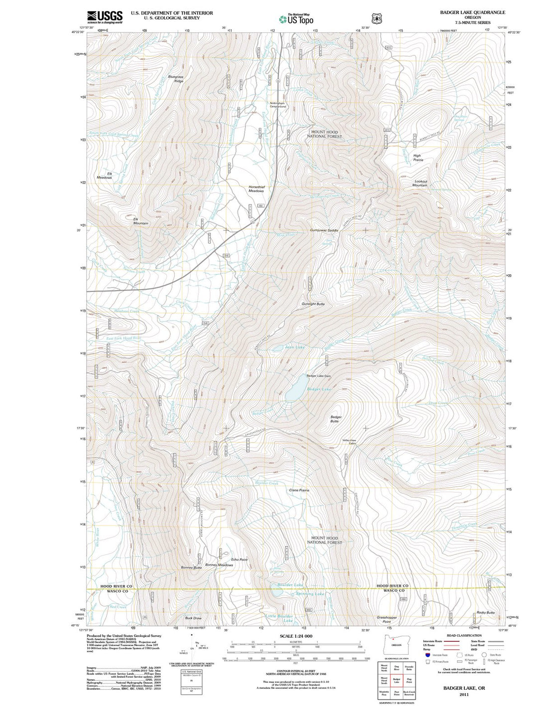 2011 Badger Lake, OR - Oregon - USGS Topographic Map